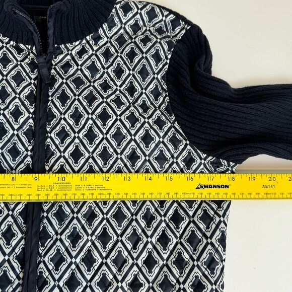 For Cynthia Navy Quilted Full Zip Ribbed Sweater Jacket PM - Picture 6 of 9